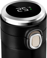 Coffee Mug with Engraving 300 ml - Stainless Steel Drinking Bottle - Leak-Proof - with LED Temperature Display