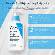 Cerave Sa Lotion For Rough & Bumpy Skin | Vitamin D, Hyaluronic Acid, Lactic Acid & Salicylic Acid Lotion (237ml).